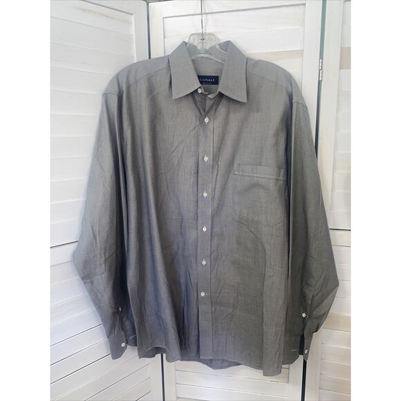 Canali Shirt Mens 41/16 Gray Long Sleeve Button Up Made in Italy - Picture 1 of 8